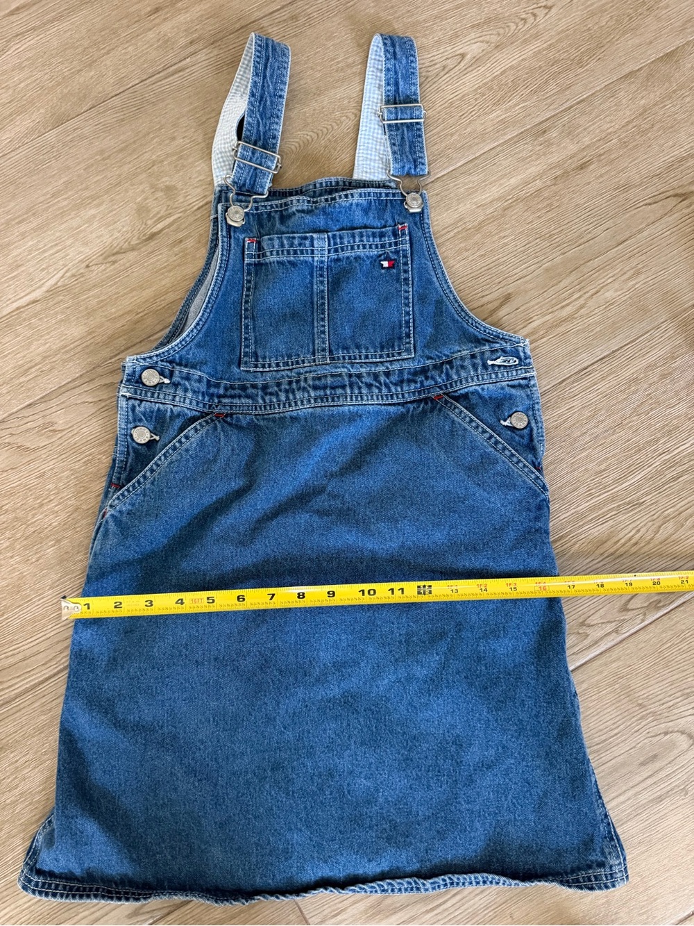 Girls Vintage Y2K Tommy Hilfiger Indigo Denim Pinafore Dress - Picture 3 of 5